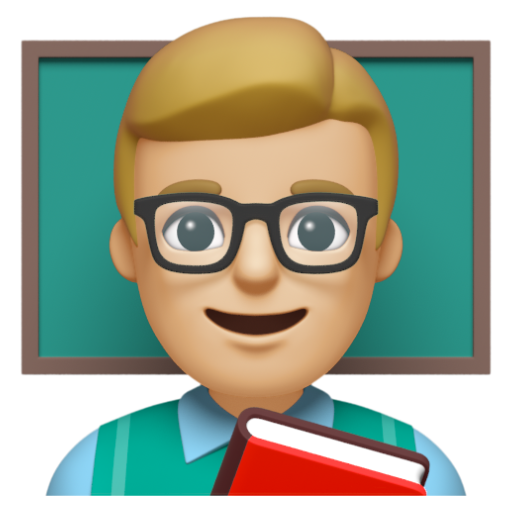 Emoji Giáo viên nam: màu da sáng trung bình 👨🏼‍🏫 dạng 3D