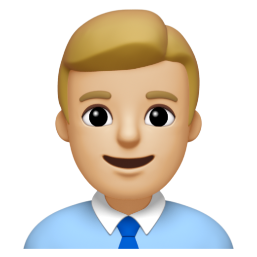 Emoji Nhân viên văn phòng nam: màu da sáng trung bình 👨🏼‍💼 dạng 3D