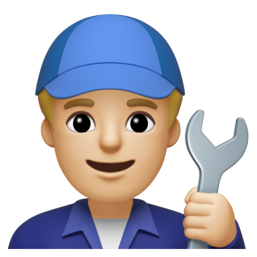 Emoji Thợ máy nam: màu da sáng trung bình 👨🏼‍🔧 dạng 3D
