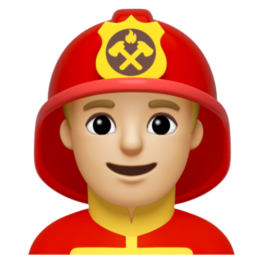 Emoji Lính cứu hỏa nam: màu da sáng trung bình 👨🏼‍🚒 dạng 3D