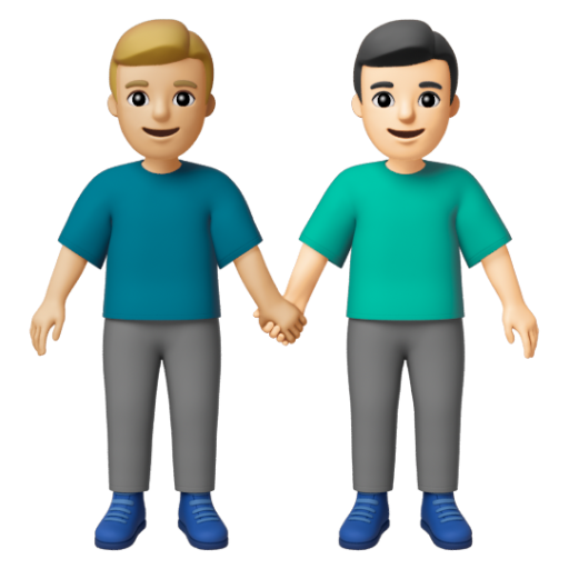 Emoji Hai người đàn ông nắm tay: màu da sáng trung bình, màu da sáng 👨🏼‍🤝‍👨🏻 dạng 3D