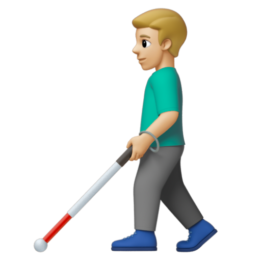 Emoji Người đàn ông với gậy dò đường: màu da sáng trung bình 👨🏼‍🦯 dạng 3D