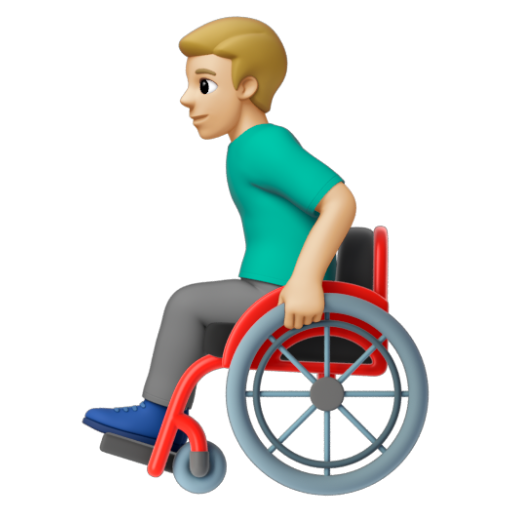 Emoji Người đàn ông trên xe lăn tay: màu da sáng trung bình 👨🏼‍🦽 dạng 3D
