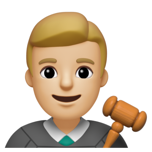 Emoji Thẩm phán nam: màu da sáng trung bình 👨🏼‍⚖ dạng 3D