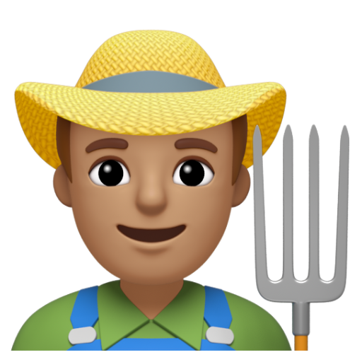 Emoji Nông dân nam: màu da trung bình 👨🏽‍🌾 dạng 3D