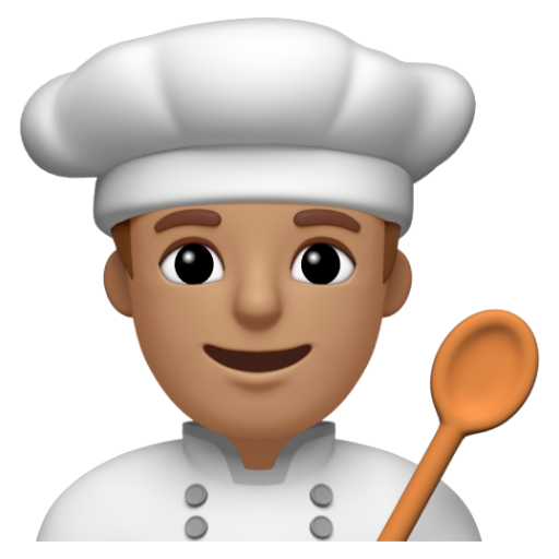 Emoji Đầu bếp nam: màu da trung bình 👨🏽‍🍳 dạng 3D