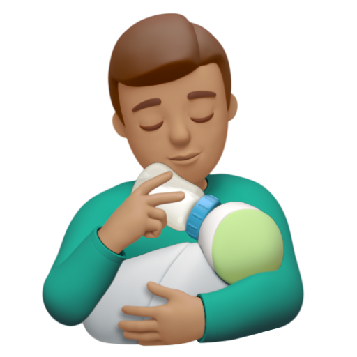 Emoji Người cho con bú: màu da trung bình 👨🏽‍🍼 dạng 3D