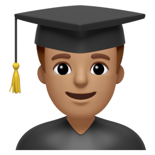 Emoji Sinh viên nam: màu da trung bình 👨🏽‍🎓 dạng 3D
