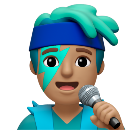 Emoji Nam ca sĩ: màu da trung bình 👨🏽‍🎤 dạng 3D