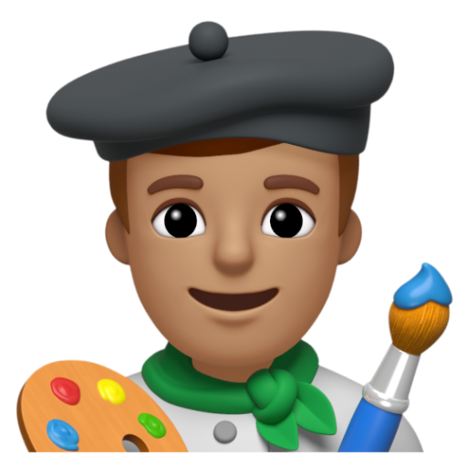 Emoji Họa sĩ nam: màu da trung bình 👨🏽‍🎨 dạng 3D