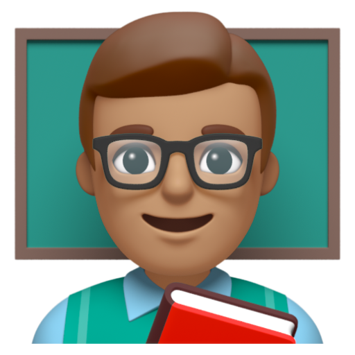 Emoji Giáo viên nam: màu da trung bình 👨🏽‍🏫 dạng 3D
