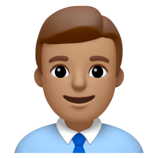 Emoji Nhân viên văn phòng nam: màu da trung bình 👨🏽‍💼 dạng 3D