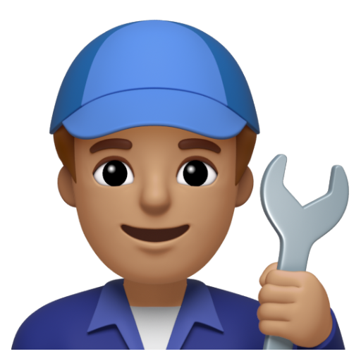 Emoji Thợ máy nam: màu da trung bình 👨🏽‍🔧 dạng 3D