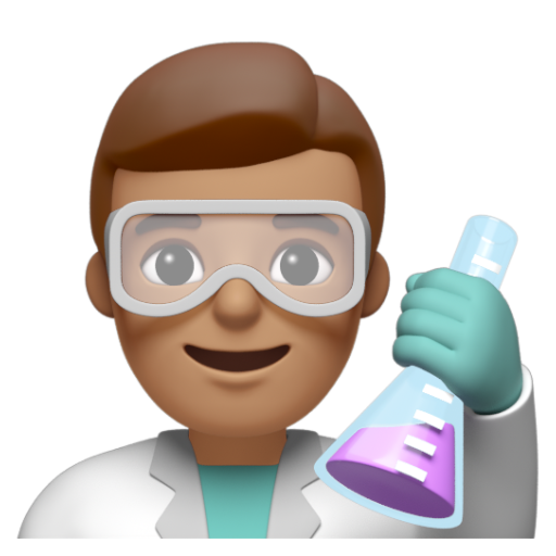 Emoji Nhà khoa học nam: màu da trung bình 👨🏽‍🔬 dạng 3D