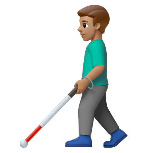 Emoji Người đàn ông với gậy dò đường: màu da trung bình 👨🏽‍🦯 dạng 3D