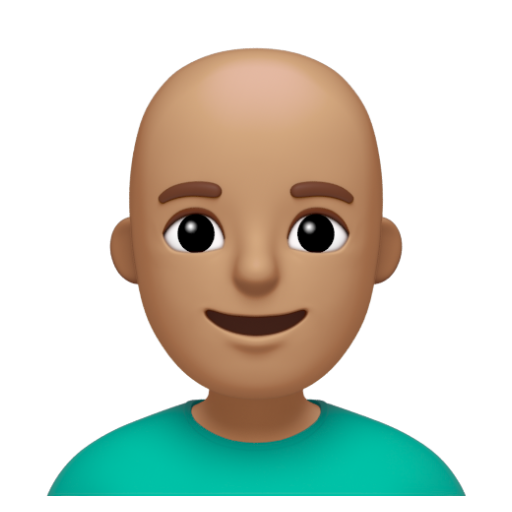 Emoji Đàn ông: màu da trung bình, hói 👨🏽‍🦲 dạng 3D