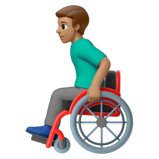 Emoji Người đàn ông trên xe lăn tay: màu da trung bình 👨🏽‍🦽 dạng 3D