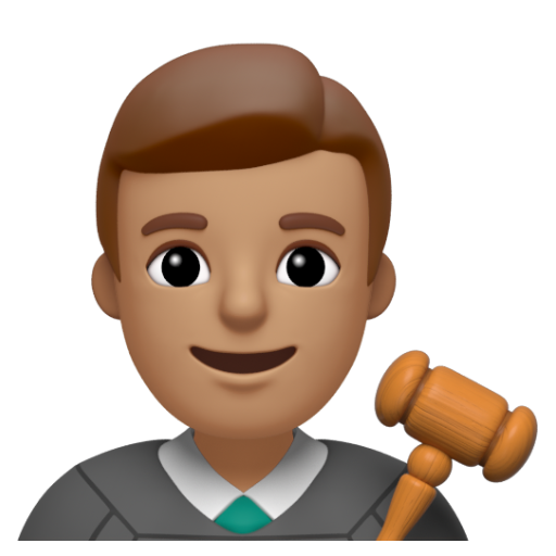 Emoji Thẩm phán nam: màu da trung bình 👨🏽‍⚖ dạng 3D