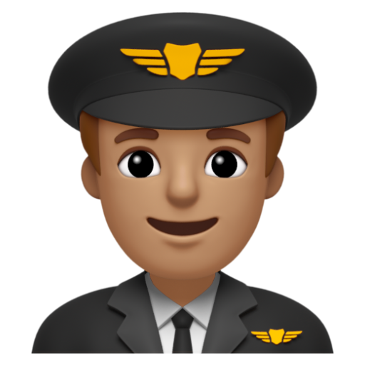 Emoji Phi công nam: màu da trung bình 👨🏽‍✈ dạng 3D