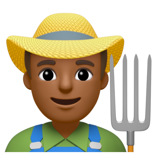 Emoji Nông dân nam: màu da tối trung bình 👨🏾‍🌾 dạng 3D