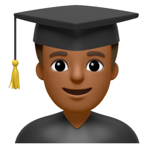 Emoji Sinh viên nam: màu da tối trung bình 👨🏾‍🎓 dạng 3D