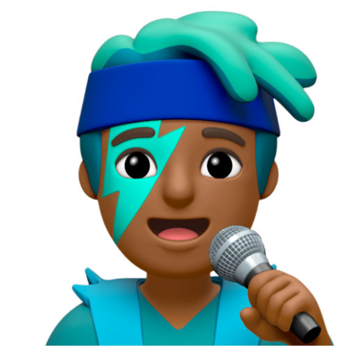 Emoji Nam ca sĩ: màu da tối trung bình 👨🏾‍🎤 dạng 3D