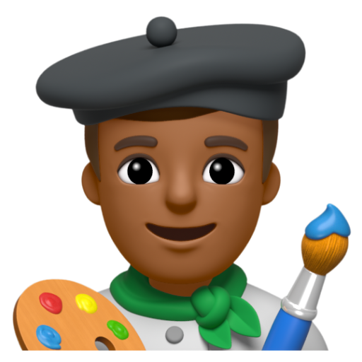 Emoji Họa sĩ nam: màu da tối trung bình 👨🏾‍🎨 dạng 3D