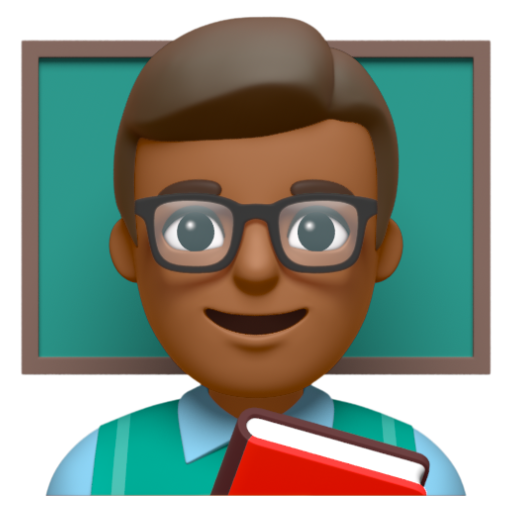 Emoji Giáo viên nam: màu da tối trung bình 👨🏾‍🏫 dạng 3D