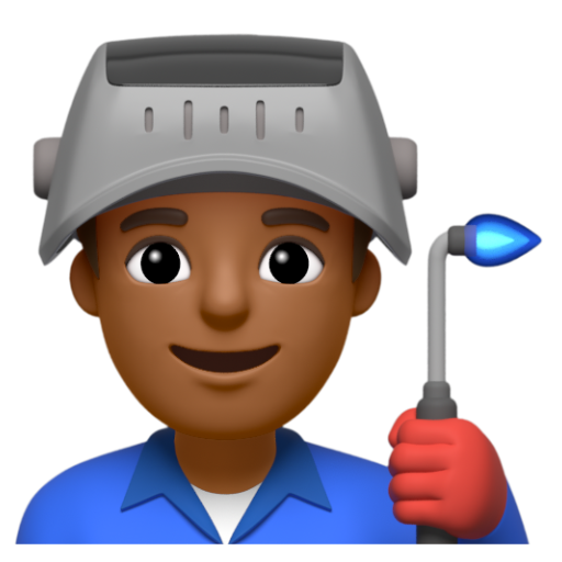 Emoji Công nhân nhà máy nam: màu da tối trung bình 👨🏾‍🏭 dạng 3D