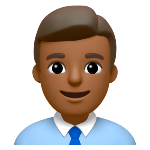 Emoji Nhân viên văn phòng nam: màu da tối trung bình 👨🏾‍💼 dạng 3D