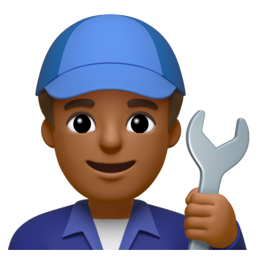 Emoji Thợ máy nam: màu da tối trung bình 👨🏾‍🔧 dạng 3D