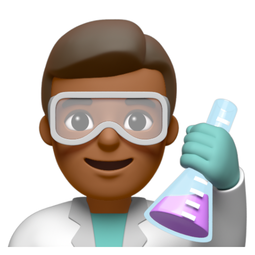 Emoji Nhà khoa học nam: màu da tối trung bình 👨🏾‍🔬 dạng 3D