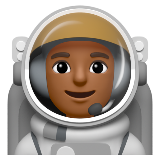 Emoji Phi hành gia nam: màu da tối trung bình 👨🏾‍🚀 dạng 3D