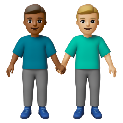 Emoji Hai người đàn ông nắm tay: màu da tối trung bình, màu da sáng trung bình 👨🏾‍🤝‍👨🏼 dạng 3D