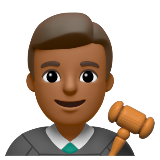 Emoji Thẩm phán nam: màu da tối trung bình 👨🏾‍⚖ dạng 3D