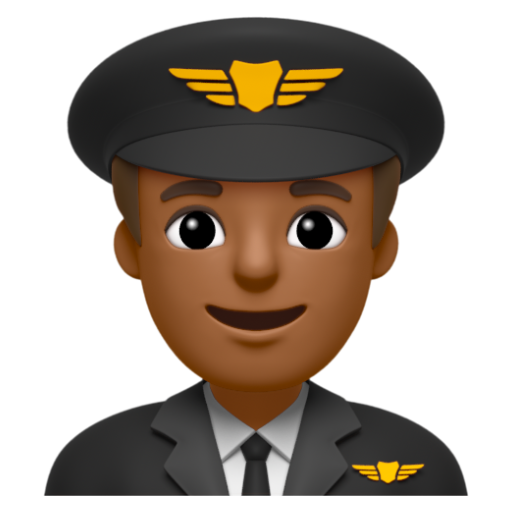 Emoji Phi công nam: màu da tối trung bình 👨🏾‍✈ dạng 3D