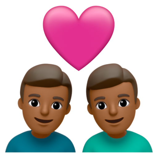 Emoji Cặp đôi với trái tim: đàn ông, đàn ông, màu da tối trung bình 👨🏾‍❤‍👨🏾 dạng 3D