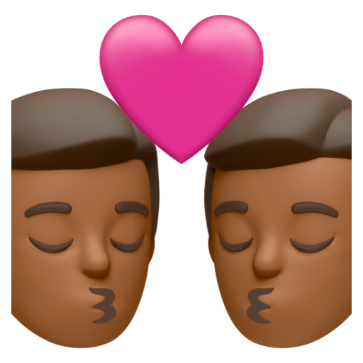 Emoji Nụ hôn: đàn ông, đàn ông, màu da tối trung bình 👨🏾‍❤‍💋‍👨🏾 dạng 3D