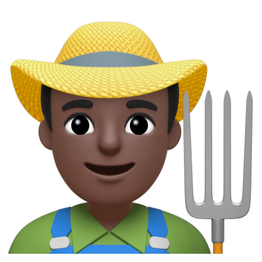 Emoji Nông dân nam: màu da tối 👨🏿‍🌾 dạng 3D