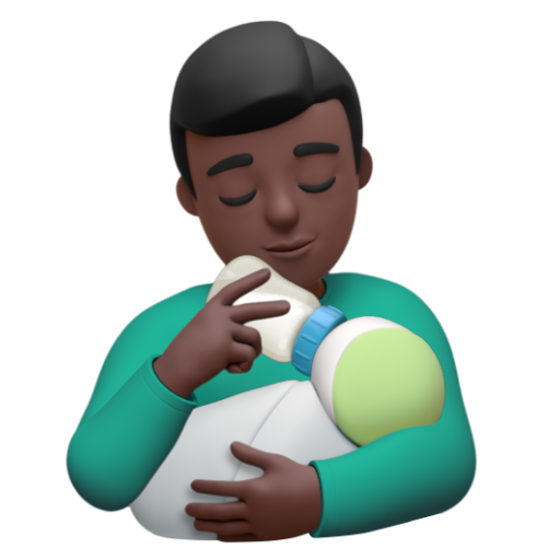 Emoji Người cho con bú: màu da tối 👨🏿‍🍼 dạng 3D