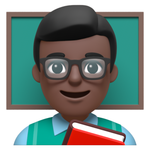 Emoji Giáo viên nam: màu da tối 👨🏿‍🏫 dạng 3D