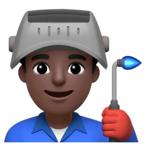 Emoji Công nhân nhà máy nam: màu da tối 👨🏿‍🏭 dạng 3D