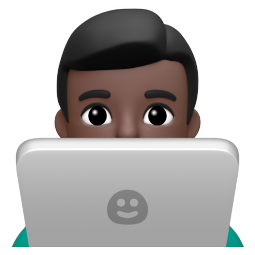 Emoji Kỹ sư công nghệ nam: màu da tối 👨🏿‍💻 dạng 3D