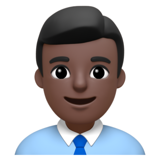 Emoji Nhân viên văn phòng nam: màu da tối 👨🏿‍💼 dạng 3D
