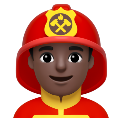 Emoji Lính cứu hỏa nam: màu da tối 👨🏿‍🚒 dạng 3D