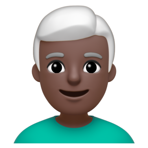 Emoji Đàn ông: màu da tối, tóc trắng 👨🏿‍🦳 dạng 3D
