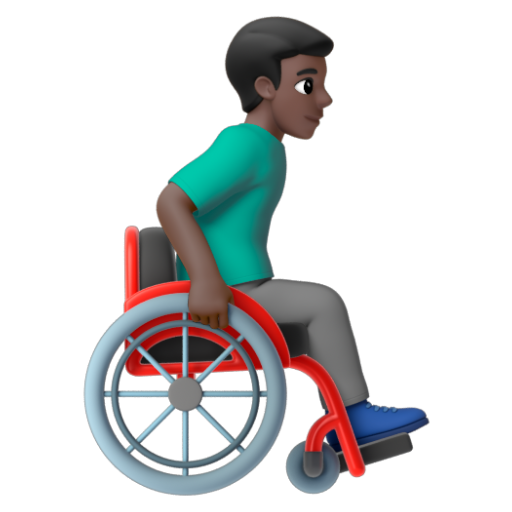 Emoji Người đàn ông trên xe lăn tay: màu da tối, hướng sang phải 👨🏿‍🦽‍➡ dạng 3D