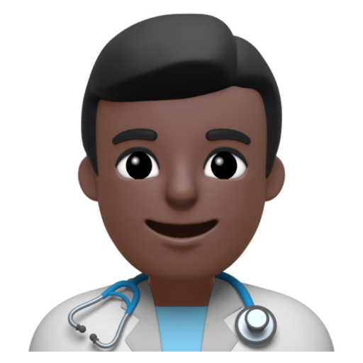Emoji Nhân viên y tế nam: màu da tối 👨🏿‍⚕ dạng 3D