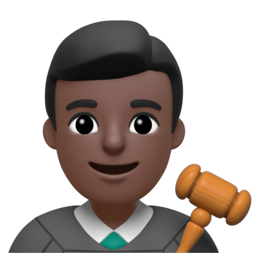 Emoji Thẩm phán nam: màu da tối 👨🏿‍⚖ dạng 3D