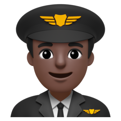Emoji Phi công nam: màu da tối 👨🏿‍✈ dạng 3D